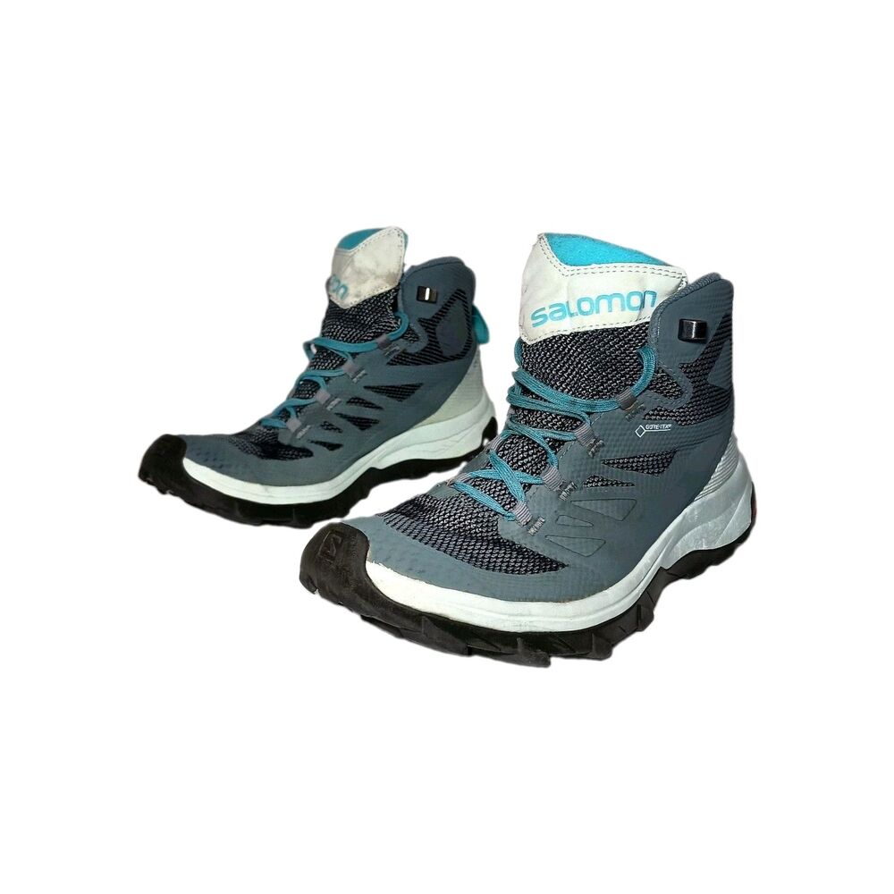 Salomon Womens Outline Mid GTX Waterproof Hiking Boots 8.5 Blue Gore-Tex